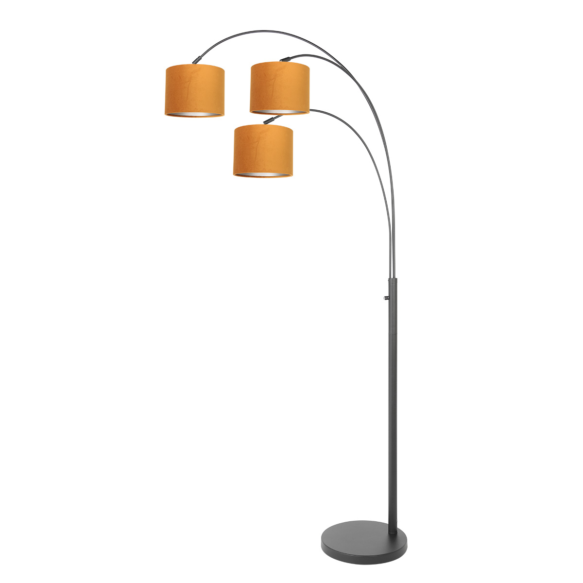 steinhauer-vloerlamp-sparkledlight-zwart-metaalveloursstof-booglamp-e27-3824zw-1