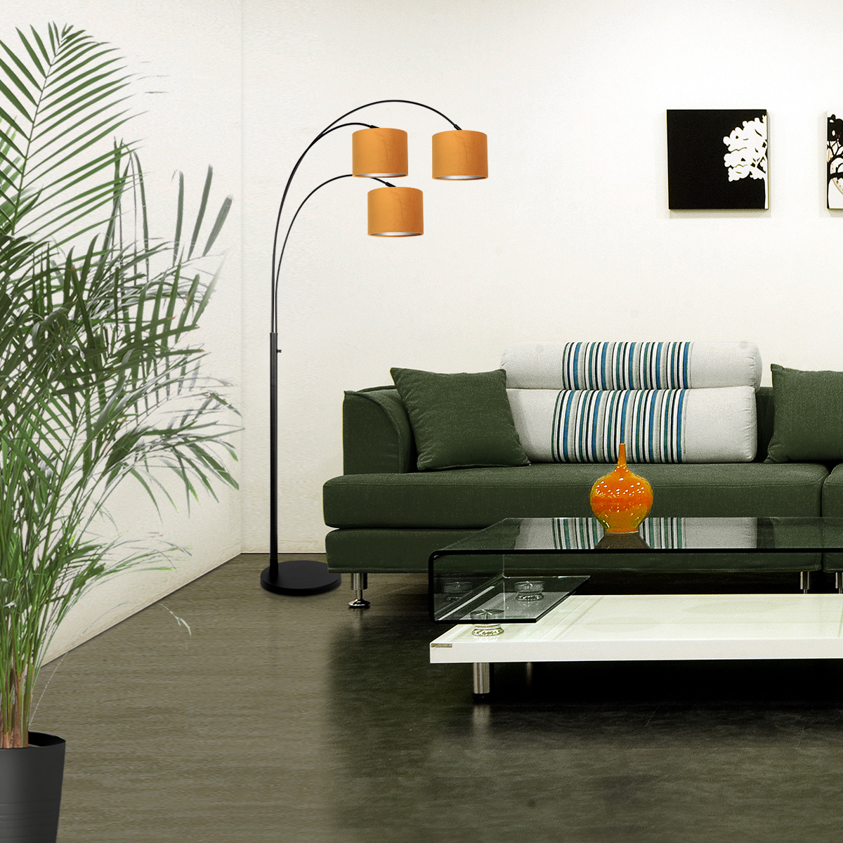 steinhauer-vloerlamp-sparkledlight-zwart-metaalveloursstof-booglamp-e27-3824zw-2