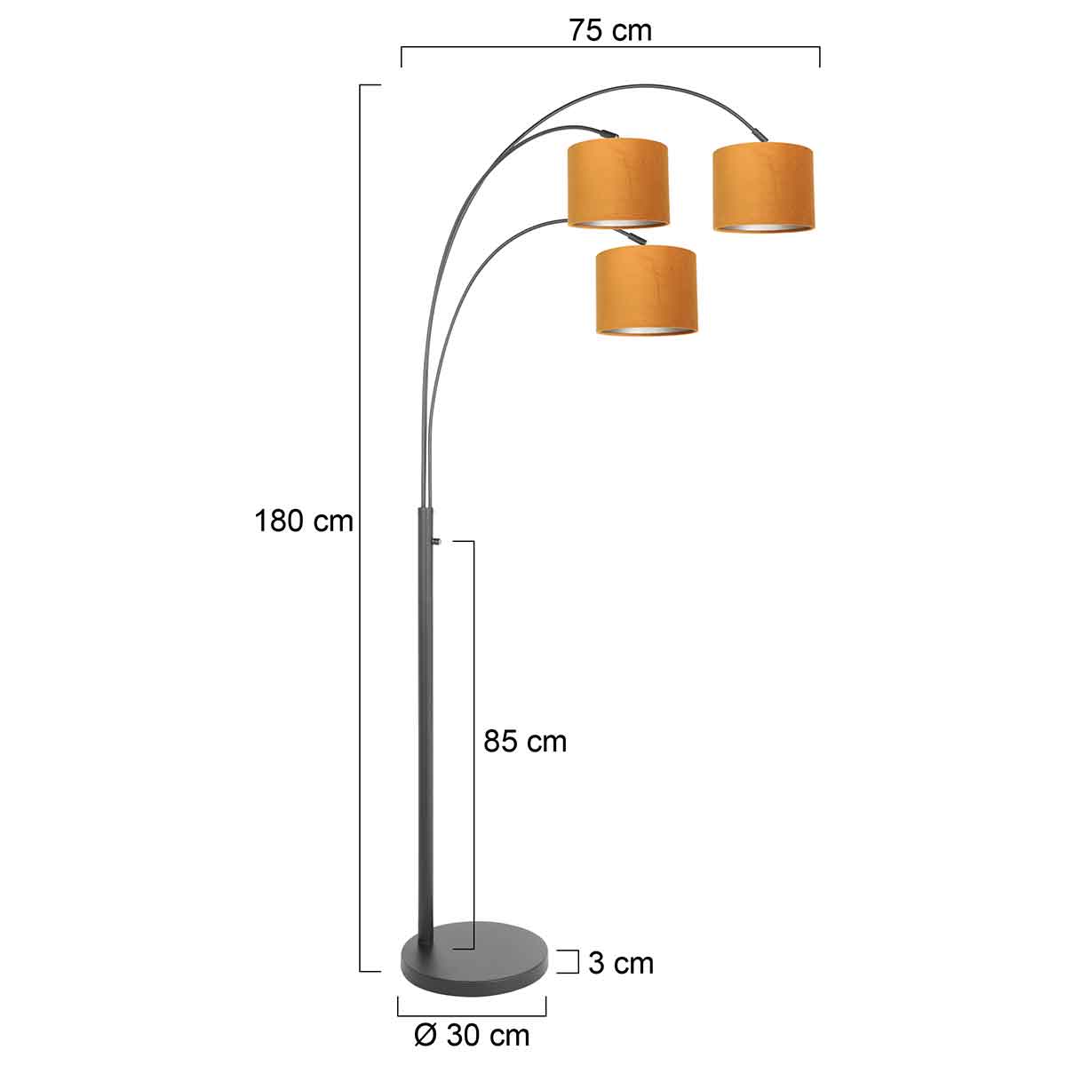steinhauer-vloerlamp-sparkledlight-zwart-metaalveloursstof-booglamp-e27-3824zw-7