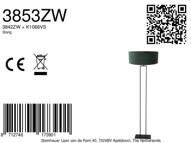steinhauer-vloerlamp-stang-zwart-metaalveloursstof-ø50cm-e27-3853zw-8a