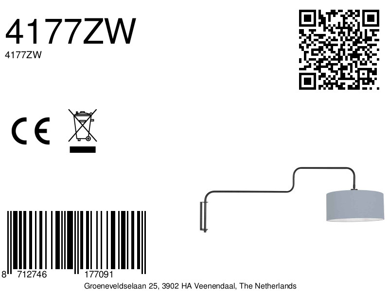 steinhauer-wandlamp-bloeba-blauwzwart-metaalstof-ø40cm-e27-4177zw-8a