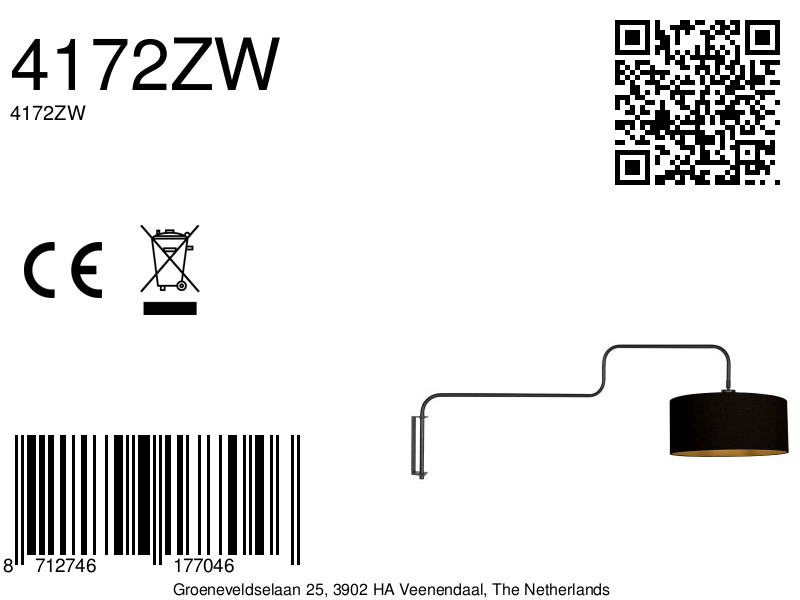 steinhauer-wandlamp-bloeba-zwart-metaalstof-ø40cm-e27-4172zw-8a