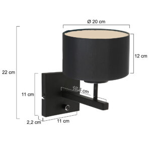 steinhauer-wandlamp-stang-zwart-metaalstof-bedlampje-e27-7200zw-7