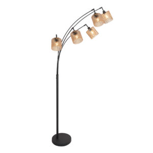vloerlamp-amberkleurigzwart-ocre-glasmetaal-booglamp-e14-4229zw-mexlite-1