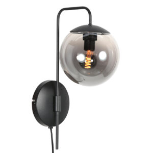 wandlamp-zwart-bollique-glasmetaal-bedlampje-e14-4609zw-steinhauer-1