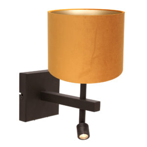 wandlamp-goudzwart-stang-metaaltextiel-bedlampje-led_e27-4870ca-steinhauer-1