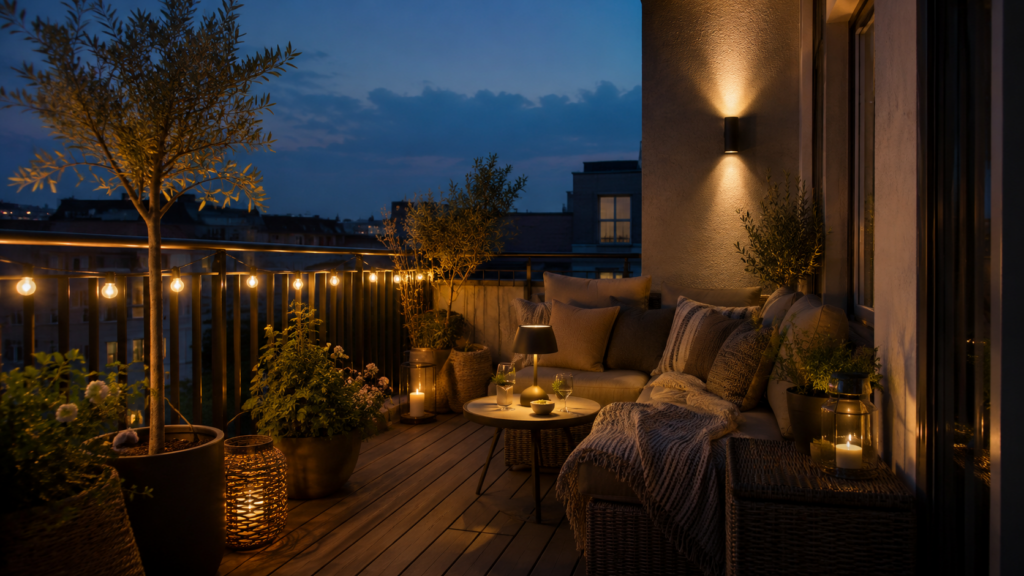 de perfecte sfeer met verlichting voor op een balkon of terras
