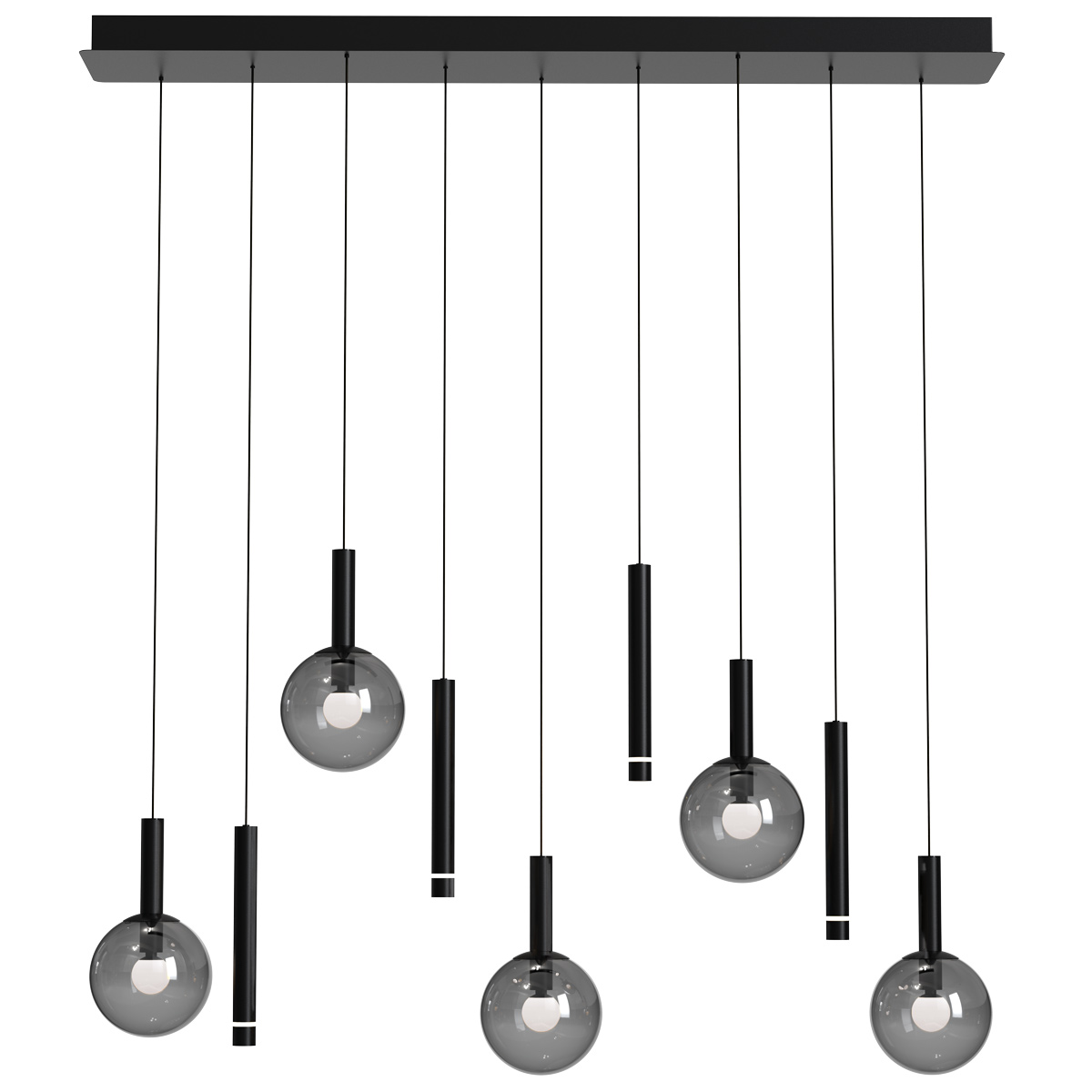 zwarte9lichtseettafelhanglampmetsmokeglassteinhauervolari-1